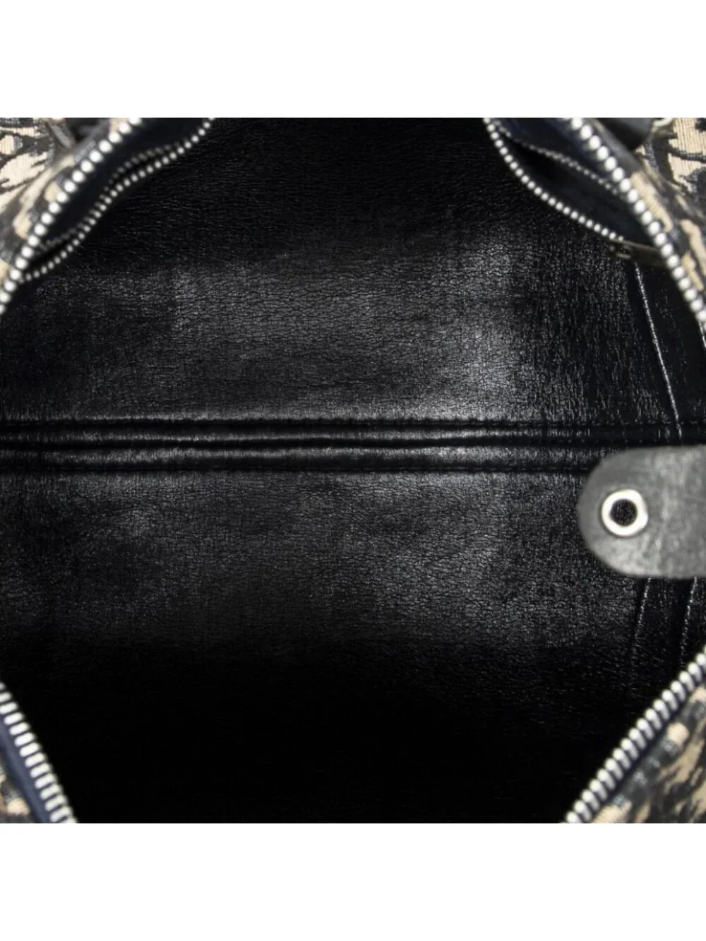 ★SOLD★ Dior Vintage Small Boston Navy Beige Trotter Pattern Canvas Shoulder Bag - Picture 9 of 10